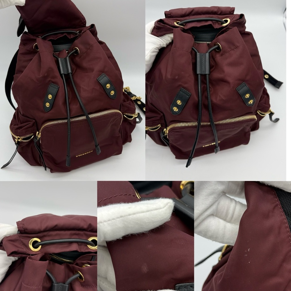 Authentic Burberry Burgundy nylon backpack - Picture 11 of 16